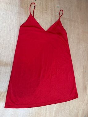 Zara Red Spaghetti-Strap V-Neck Mini Dress